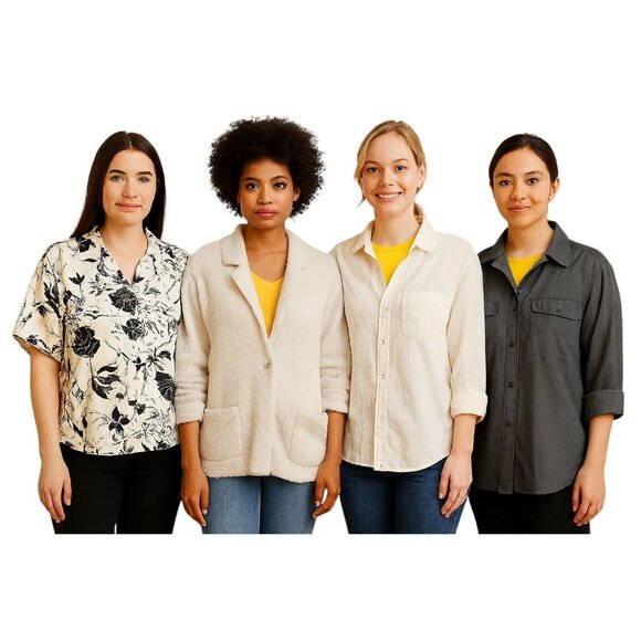 4 Shirts Blouses Tops Linen Button Up Cotton Women's WOMAN'S Size Extra Large - Picture 1 of 10